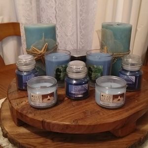 Set of 10 coastal inspired candles